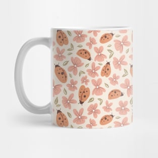 Floral Ladybird Spring Ladybug Pattern Mug